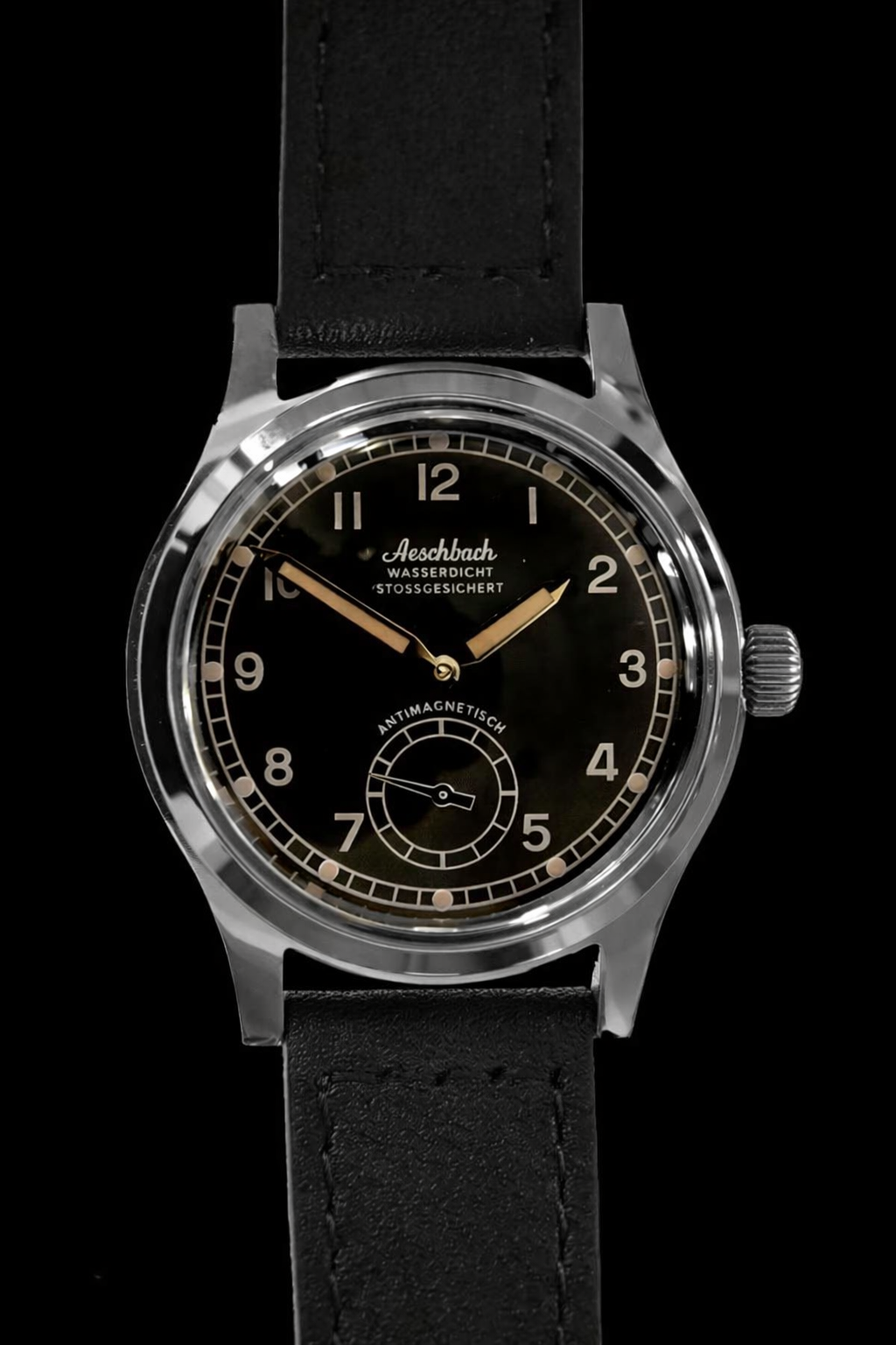 Aeschbach WW2 Muster Deutschland Luftwaffe / Reichsluftfahrtministerium (RLM) Fliegeruhr mit Saphirglas und 21 Rubin Automatischem Mechanischem Uhrwerk