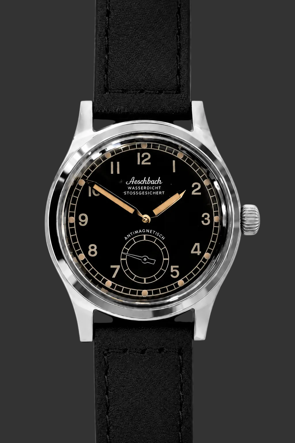 Aeschbach WW2 Pattern Germany Luftwaffe / Reichsluftfahrtministerium (RLM) Pilots Watch with Sapphire Box Crystal and 21 Jewel Automatic Mechanical Movement