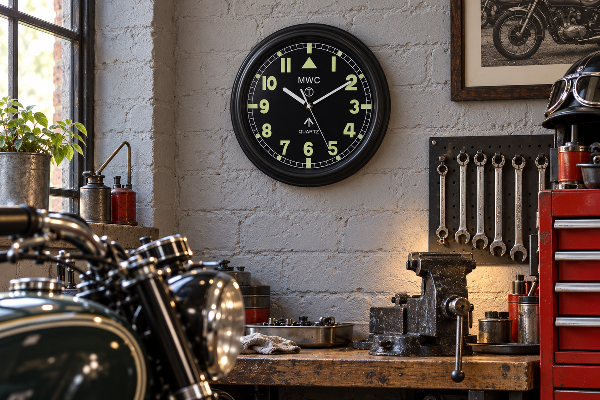MWC Retro G10 Pattern Military Wall Clock with Silent Quartz Movement and Sweep Second Hand (Size 22.5 cm / approx 9")