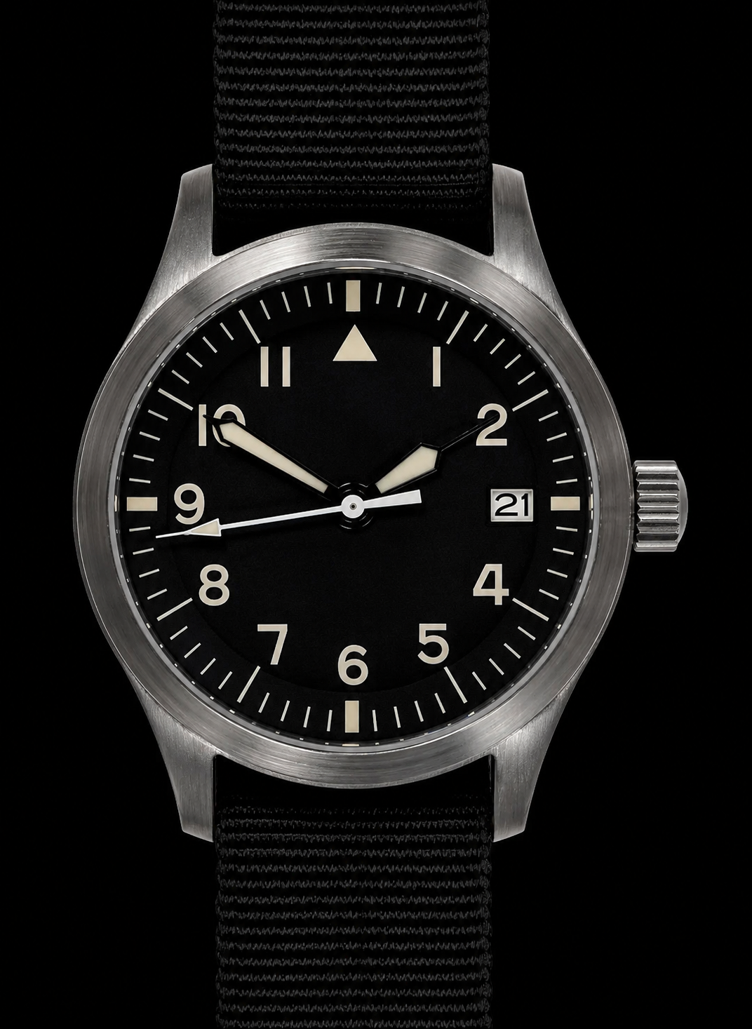 Orologio Militare Automatico MWC Mk III in Acciaio Inossidabile Modello Anni '50 Resistente all'Acqua 100m con Vetro Zaffiro (Variante Non Marchiata con Fondello Liscio Incisibile)