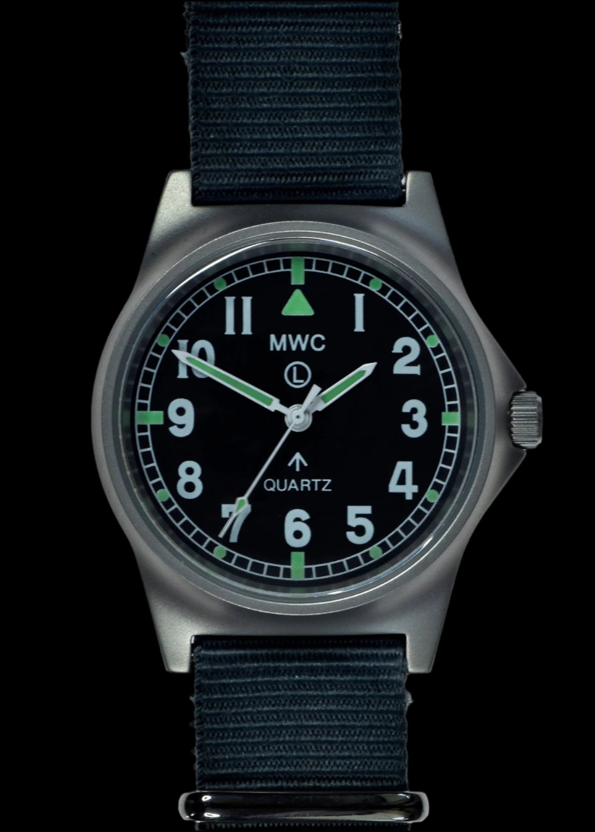 MWC G10LM ステンレススチール ミリタリーウォッチ – ブラックNATO 
