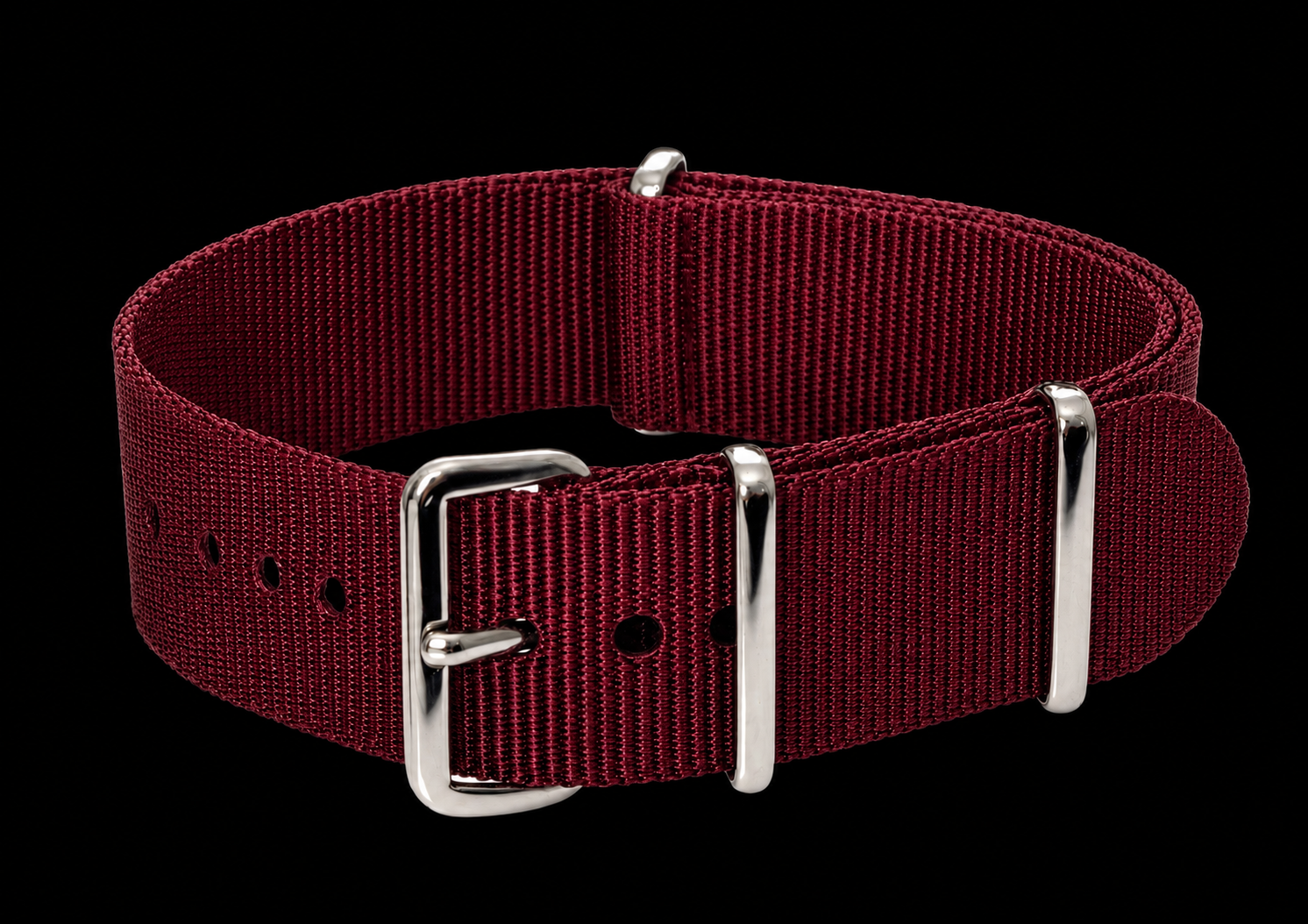 Bracelet de montre militaire parachutiste OTAN bordeaux 18 mm