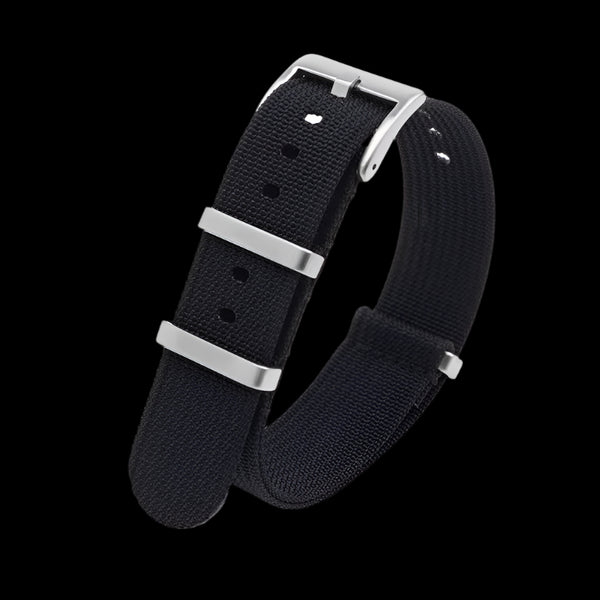 22mm Ribbed Black NATO Military Watch Strap