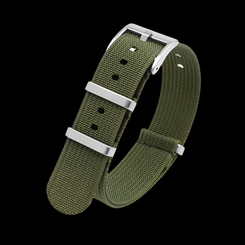 Correa de reloj militar NATO verde ejército acanalada de 18mm