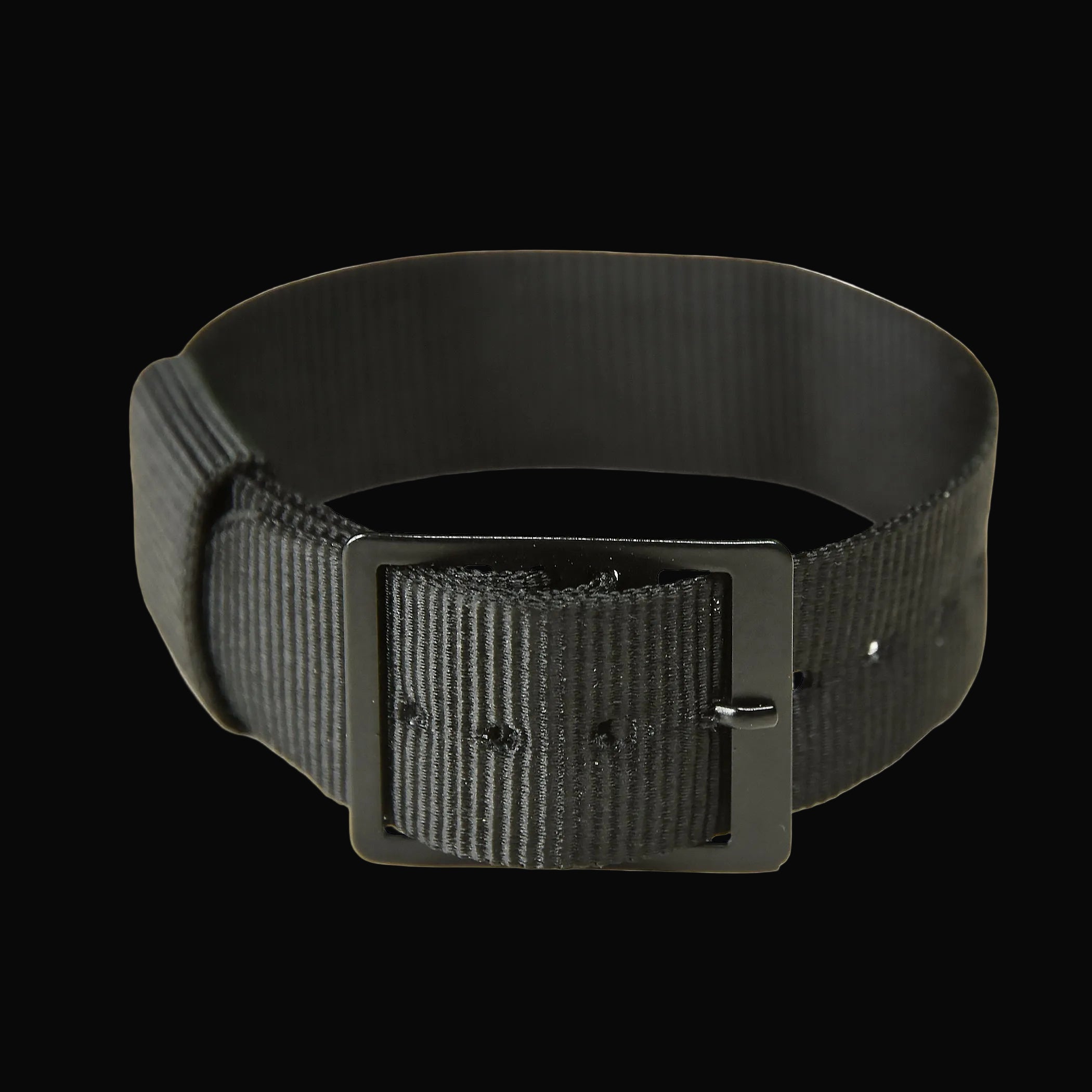 18mm USパターン ハイブリッドブラック ミリタリーウォッチストラップ ブラックPVDファスナー付き