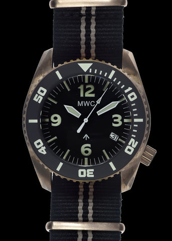 MWC 24 Jewel 1982 Pattern 300m Automatic Military Divers Watch with Sapphire Crystal on a NATO Webbing Strap (Date Version)