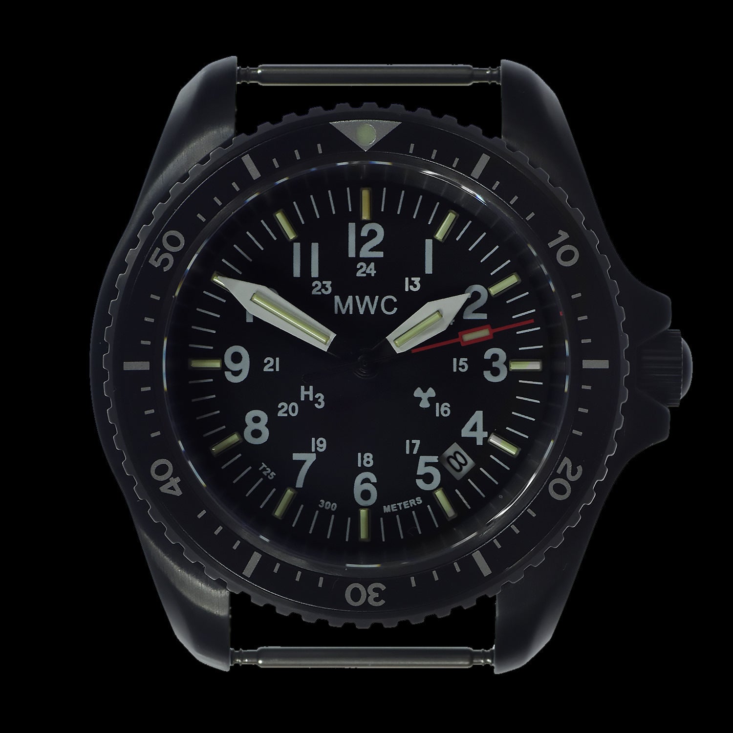 MWC Automatic Black PVD Military Divers Watch - Tritium / GTLS Illumination and Sapphire Crystal