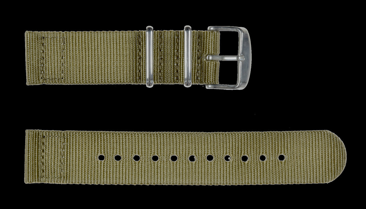 2ピース 18mm カーキ NATO ミリタリーウォッチストラップ バリ 