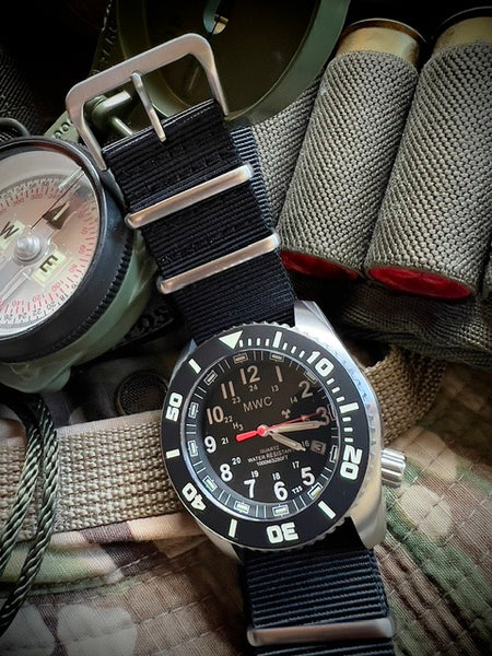 MWC "Depthmaster" 100atm / 3,280ft / 1000m Water Resistant Military Divers Watch in a Stainless Steel Case with GTLS and Helium Valve (10 Year Battery Life)