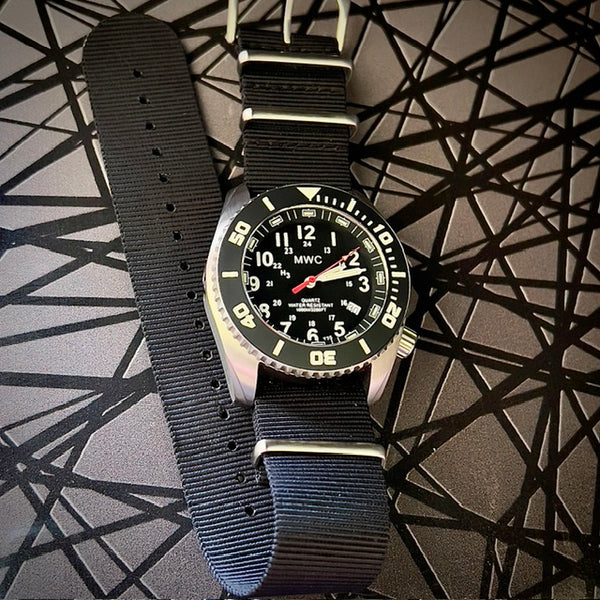 MWC "Depthmaster" 100atm / 3,280ft / 1000m Water Resistant Military Divers Watch in a Stainless Steel Case with GTLS and Helium Valve (10 Year Battery Life)