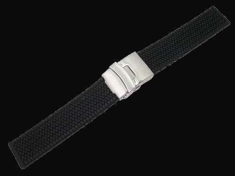 Black 18mm&nbsp;Heavy-Duty Silicone Deployment Watch Strap