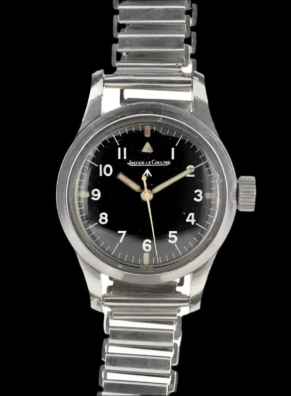A-11 1940s WWII Pattern Automatic Military Watch 100m Water Resistant With Shatter and Scratch Resistant Box Sapphire Crystal on Matching Retro "Bonklip" Pattern Bracelet with an Additional Canvas Strap
