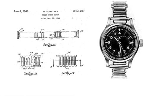 A-11 1940s WWII Pattern Automatic Military Watch 100m Water Resistant With Shatter and Scratch Resistant Box Sapphire Crystal on Matching Retro "Bonklip" Pattern Bracelet with an Additional Canvas Strap