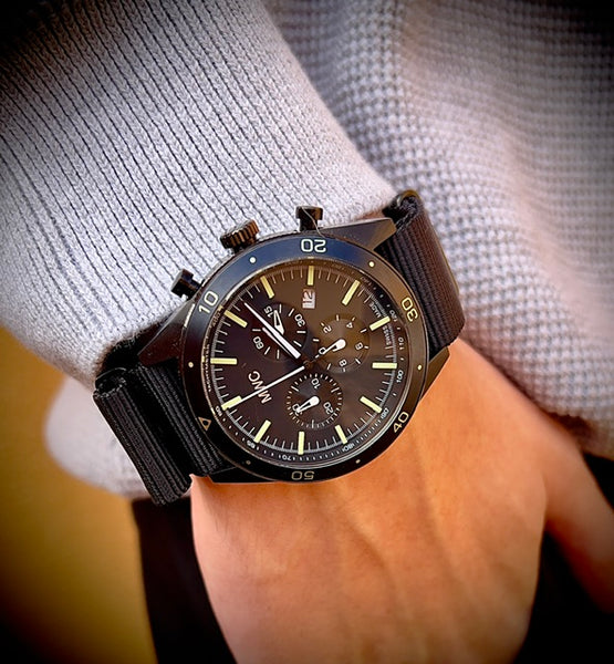 Limited Edition MWC 100m Water Resistant Swiss Airline Pilots Chronograph (Covert PVD Finish)