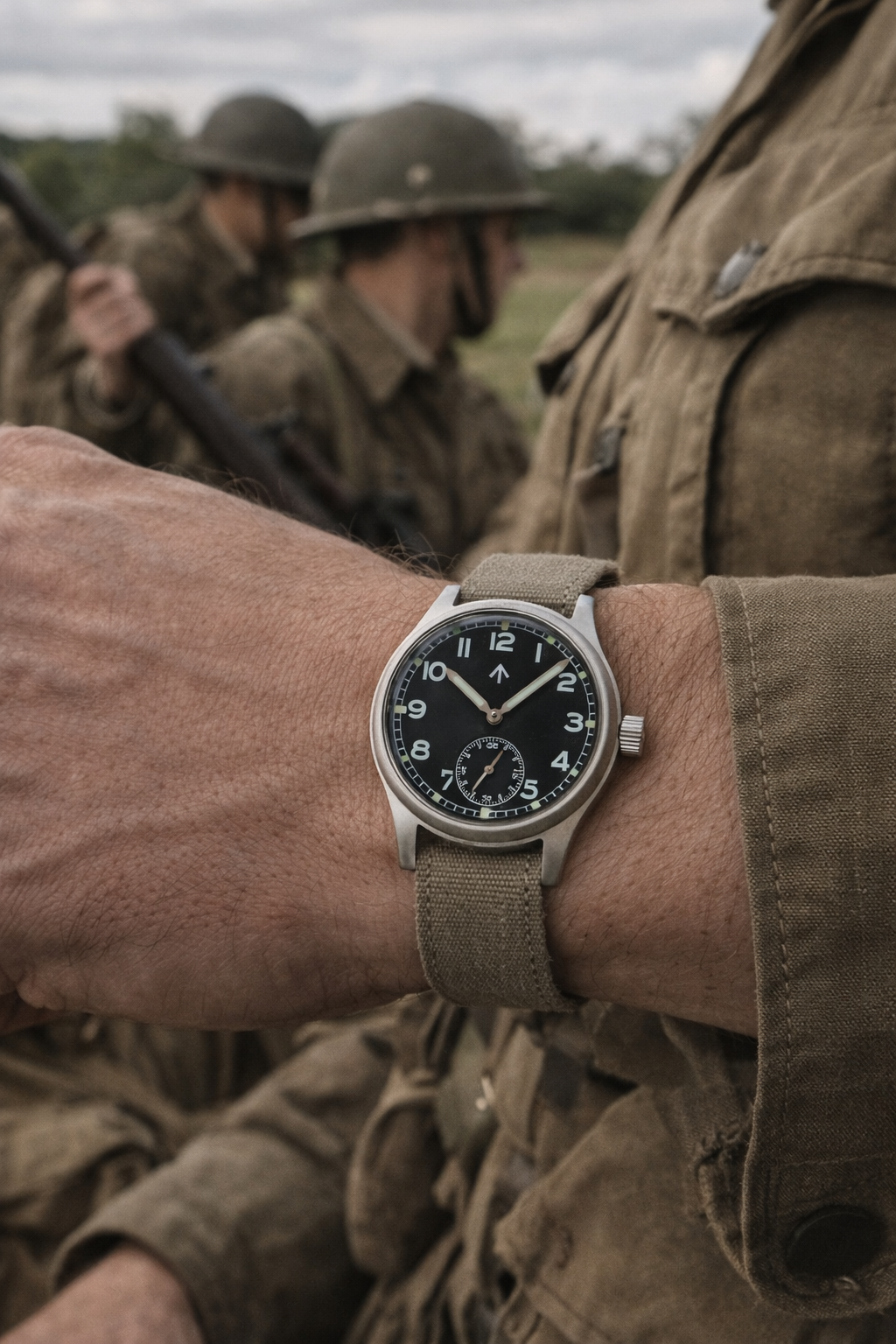 MWC 1940er/1950er Jahre „Dirty Dozen“ Muster Felduhr mit 17 Rubin Handaufzugswerk