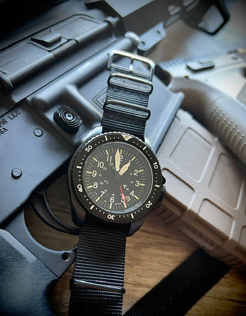 MWC Automatic Black PVD Military Divers Watch  - Tritium / GTLS Illumination and Sapphire Crystal