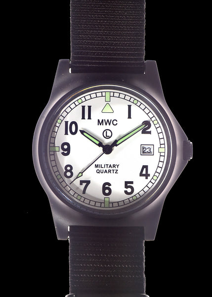 MWC G10LM European Pattern Military Watch With White Dial in Covert Non Reflective Black PVD Steel (Date Version)