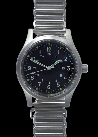 GG-W-113 U.S 1960s Pattern Automatic Military Watch with Shatter and Scratch Resistant Sapphire Box Crystal