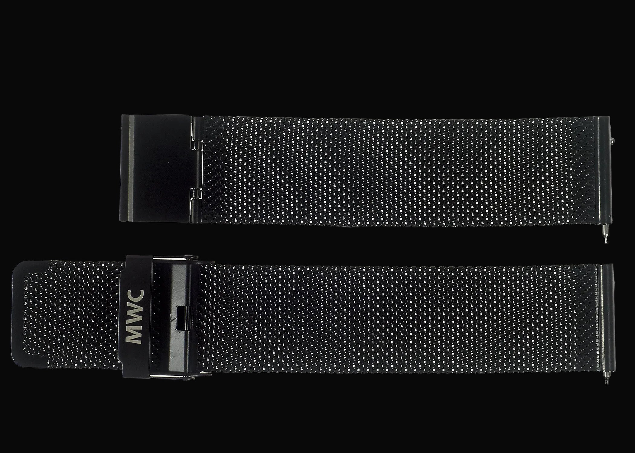 Klassisches 22mm Mailänder Uhrenarmband aus schwarzem PVD-Edelstahl