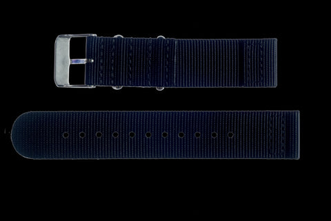 2 Piece 22mm Black NATO Military Watch Strap in Ballistic Nylon with Stainless Steel Fasteners