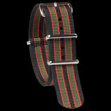 22mm Black, Red and Olive Green NATO Military Watch Strap