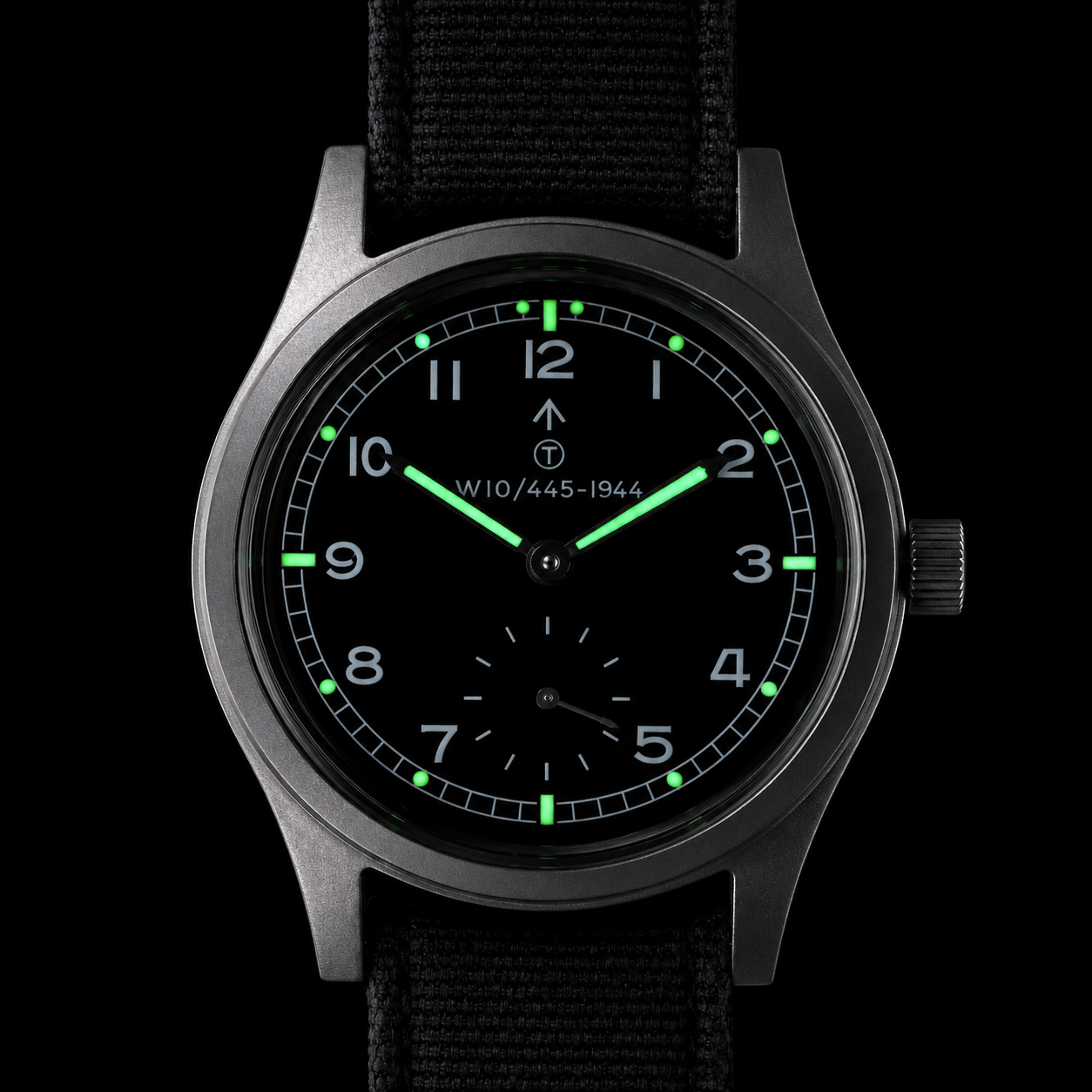 Reloj de servicio general patrón "Dirty Dozen" de MWC de los años 40/50 con cristal de caja de zafiro y movimiento automático de 21 joyas