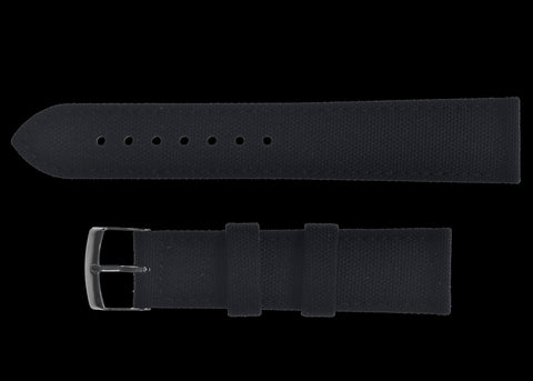 2 Piece Retro Pattern 24mm Canvas Military Watch Strap in Black - The Ideal Durable Fabric Strap for Military Watches