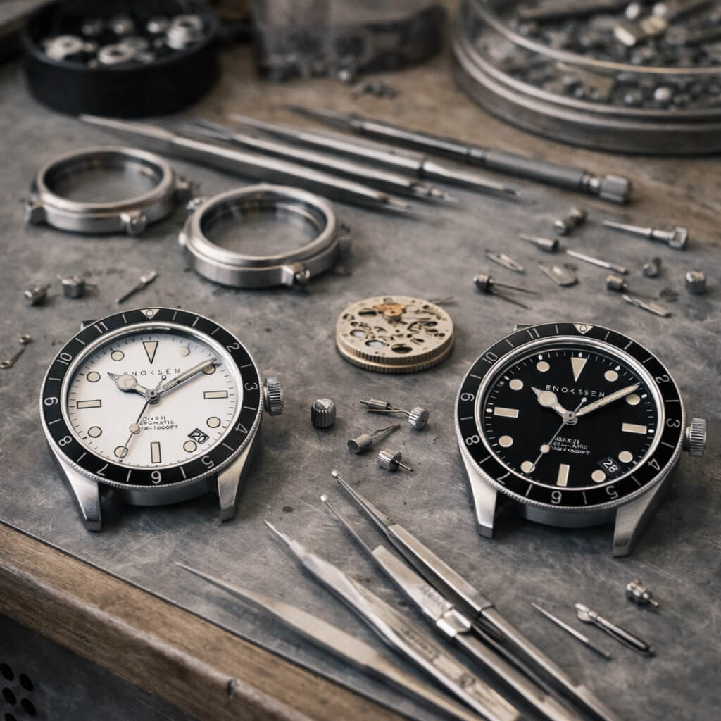 Enoksen 自動巻きダイバーズウォッチ - ホワイトダイヤルエディション ◇ 39mm