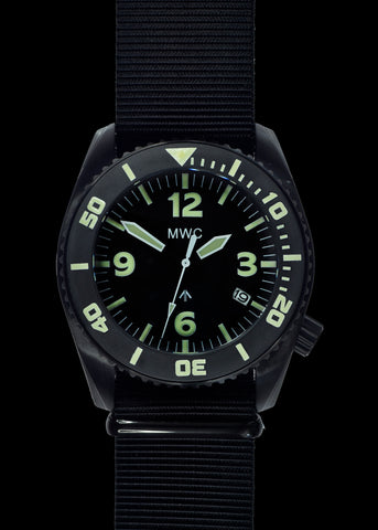 MWC 100atm / 3,280ft / 1000m Water Resistant Divers Watch in Stainless Steel Case with Helium Valve on a Matching Bracelet / 100% Swiss Made with a Sellita SW200 26 Jewel Automatic Movement