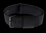 18mm US Pattern Hybrid Black Military Watch Strap with Black PVD Fasteners