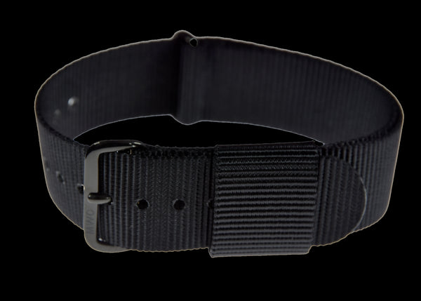 18mm US Pattern Hybrid Black Military Watch Strap with Black PVD Fasteners