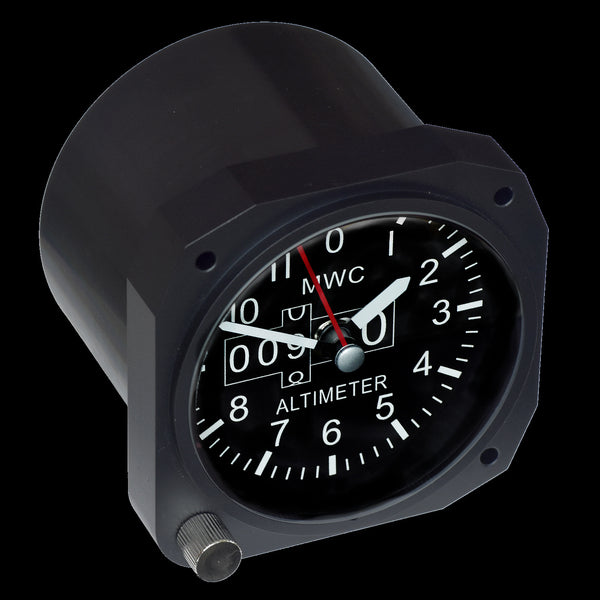 Limited Edition Replica Altimeter Instrument Desk Clock in Matt Black Finish