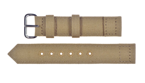 2 Piece Retro Pattern 18mm Khaki Canvas Military Watch Strap - The Ideal Strap for Older Military Watches