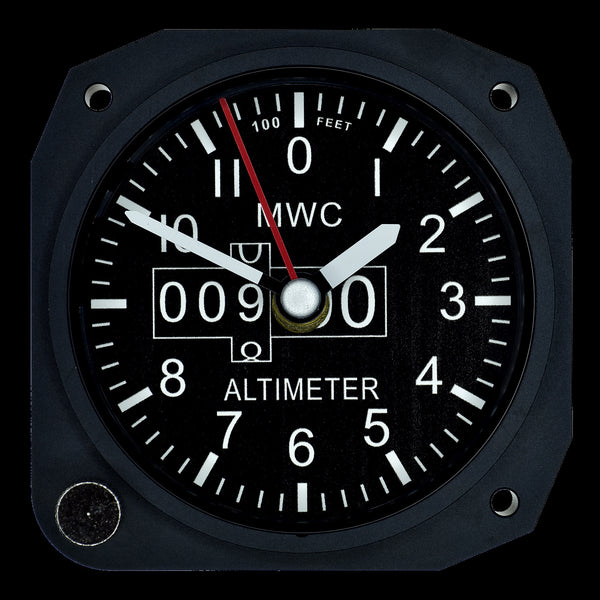 Limited Edition Replica Altimeter Instrument Desk Clock in Matt Black Finish