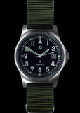 MWC G10 LM Stainless Steel Military Watch on a Olive Green NATO Military Webbing Strap