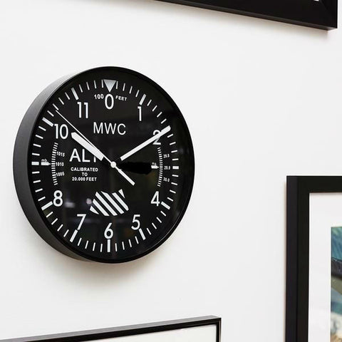 MWC Altimeter Wall Clock with a Sweep Second Hand and Silent Quartz Movement (Size 22.5 cm / approx 9")