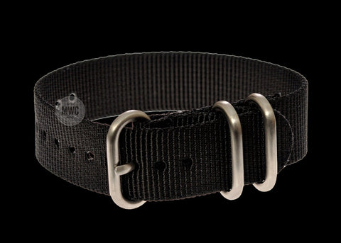 20mm Black Zulu Pattern Nylon Military Watch Strap