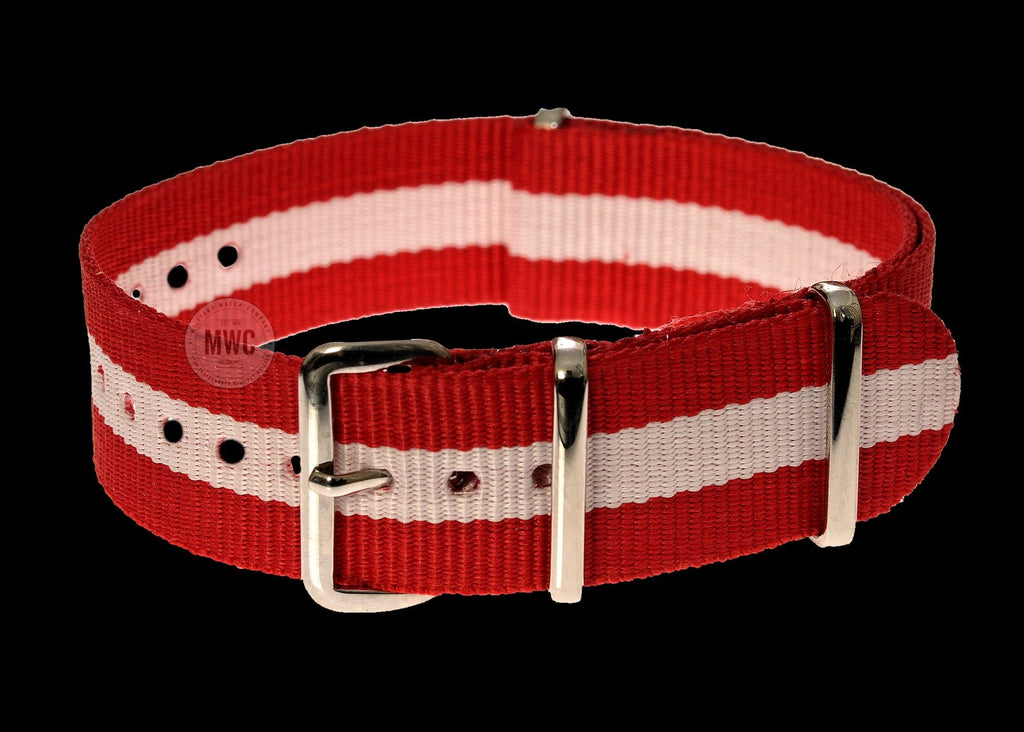 20mm "Red and White" NATO Military Watch Strap