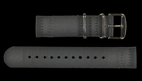 22mm Black Leather NATO Military Watch Strap