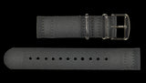 2 Piece 20mm Grey NATO Military Watch Strap in Ballistic Nylon with Stainless Steel Fasteners