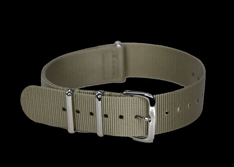 2 Piece 18mm Grey NATO Military Watch Strap in Ballistic Nylon with Black PVD Steel Fasteners