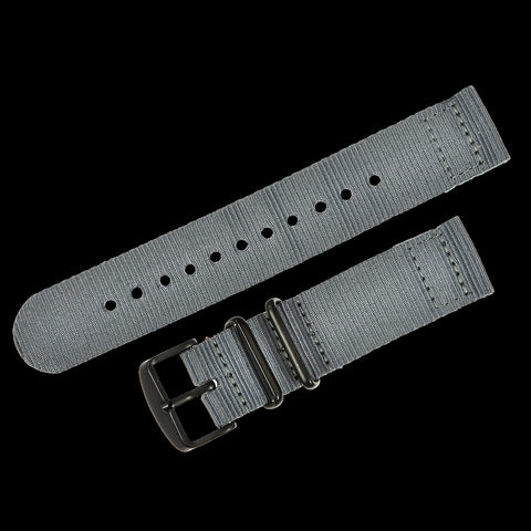 22mm Black Leather NATO Military Watch Strap